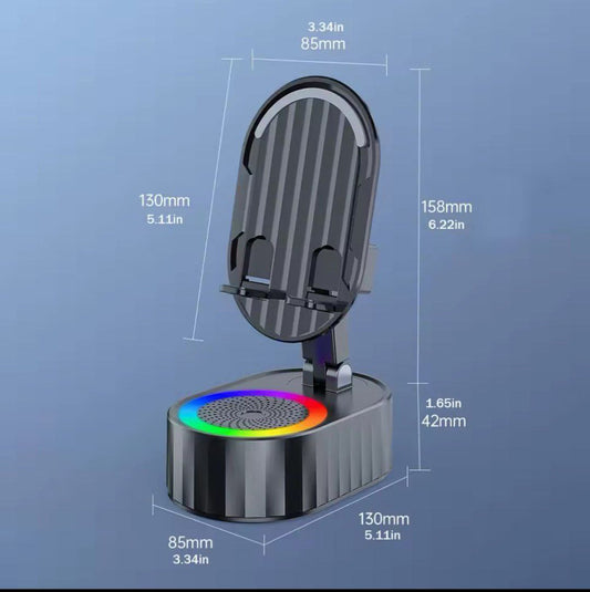 Support téléphone 5-en-1 avec haut-parleur Bluetooth